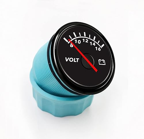 Miniatura 4 de DunkTeam Indicador de voltaje universal de 2.047 in (2 pulgadas) 12 V 8-16 V con retroiluminación roja para barco marino yate motor automático