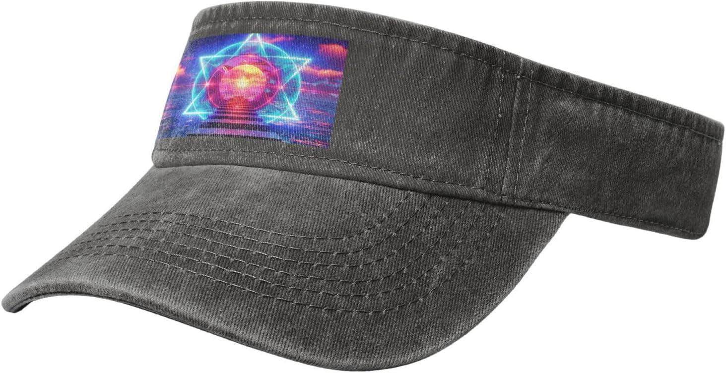Sun Hats for Men Women Summer Sport Empty top Baseball Cotton with for Beach, Summer, The Gate of Futurism Black