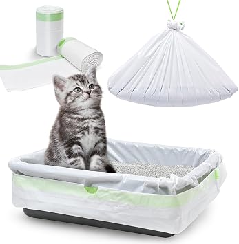 30 Pack Litter Box Liners, Large Drawstring Cat Litter Bags for Standard Litter Box Jumbo, Thick, Heavy Duty & Leak Proof, Easy Clean Unscent Litter Pan Box Liners for Pet Cats, 36" x 19"