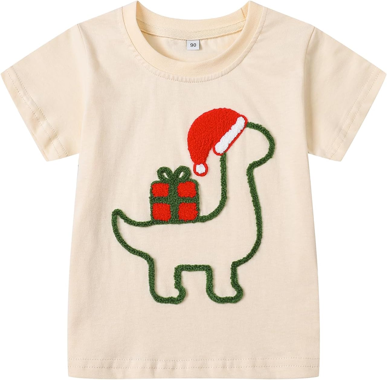 Toddler Boy Girl Christmas Shirt Xmas Embroidery Short Sleeve Tshirt Kid Holiday Outfit Tops