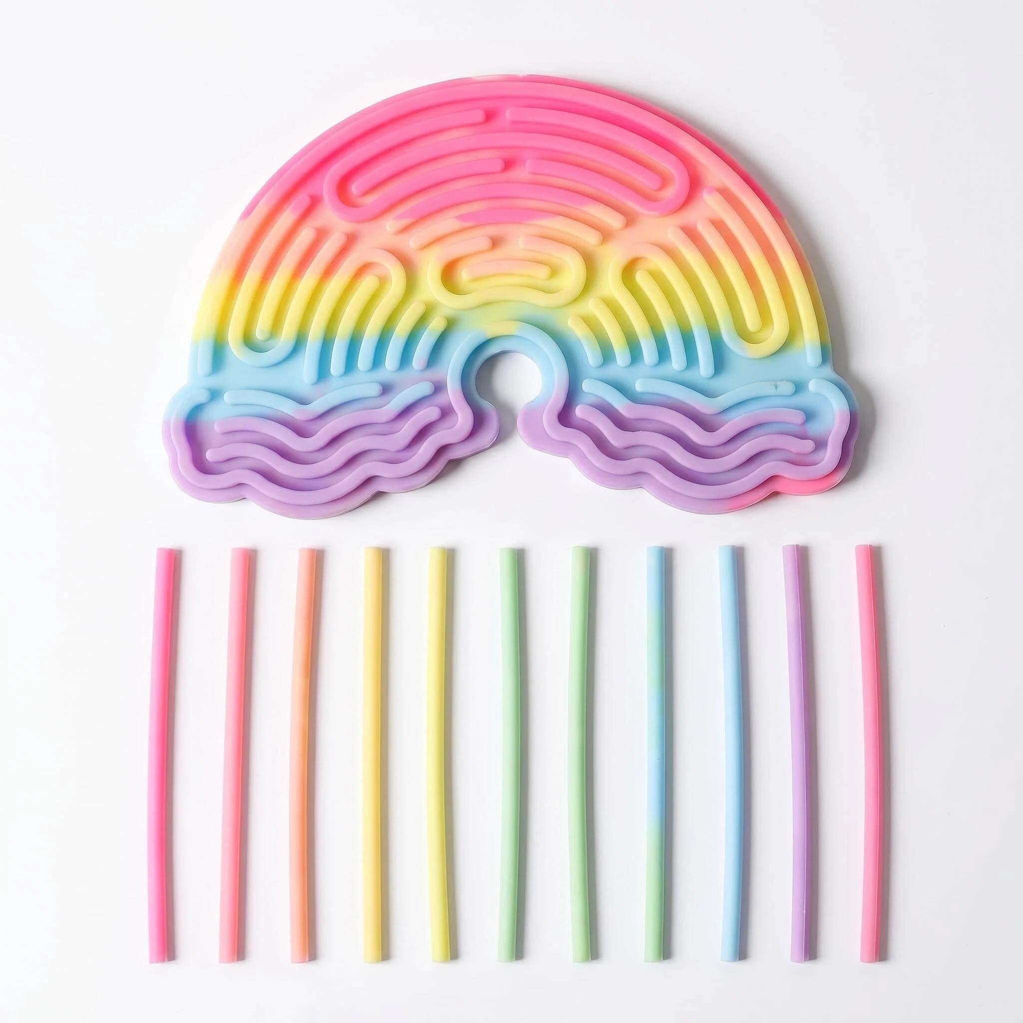 Sensory Activity Board: Unicorn Silicone Fidget Toy for Calming,,Anxiety,Stress,ADHD&Autism Silent,Includes Portable Travel Bag&12 Strings,No Mess Adult