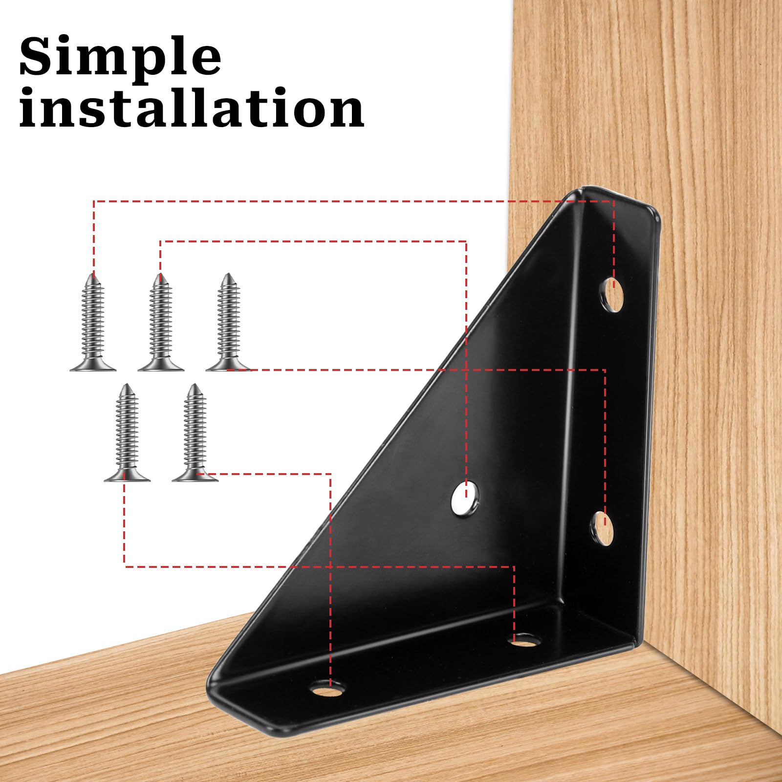 Staffe Angolari In Acciaio 38x19x38mm - 6 Pezzi Con Viti Per Rinforzo Mobili E Letti
