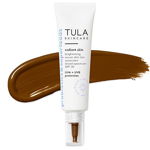 TULA Skin Care Radiant Skin Brightening Serum Skin Tint SPF  Protector solar facial proporciona protección SPF 30 de amplio espectro, fórmula