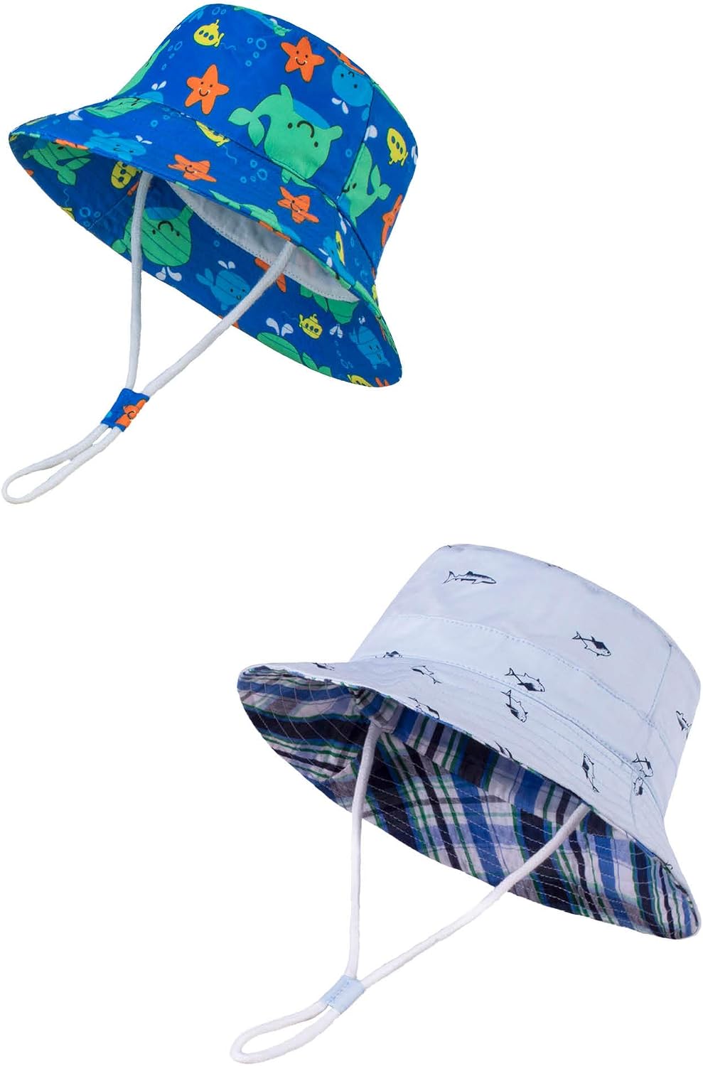 LANGZHEN Sun Protection Hat for Kids Toddler Boys Girls Wide Brim Summer Outdoor hat Cotton Baby Bucket Hat with Chin Strap