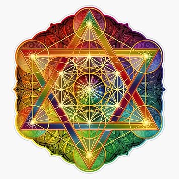Metatrons Cube with Merkabah and Flower of Life Sticker Vinyl Bumper Sticker Decal 5"