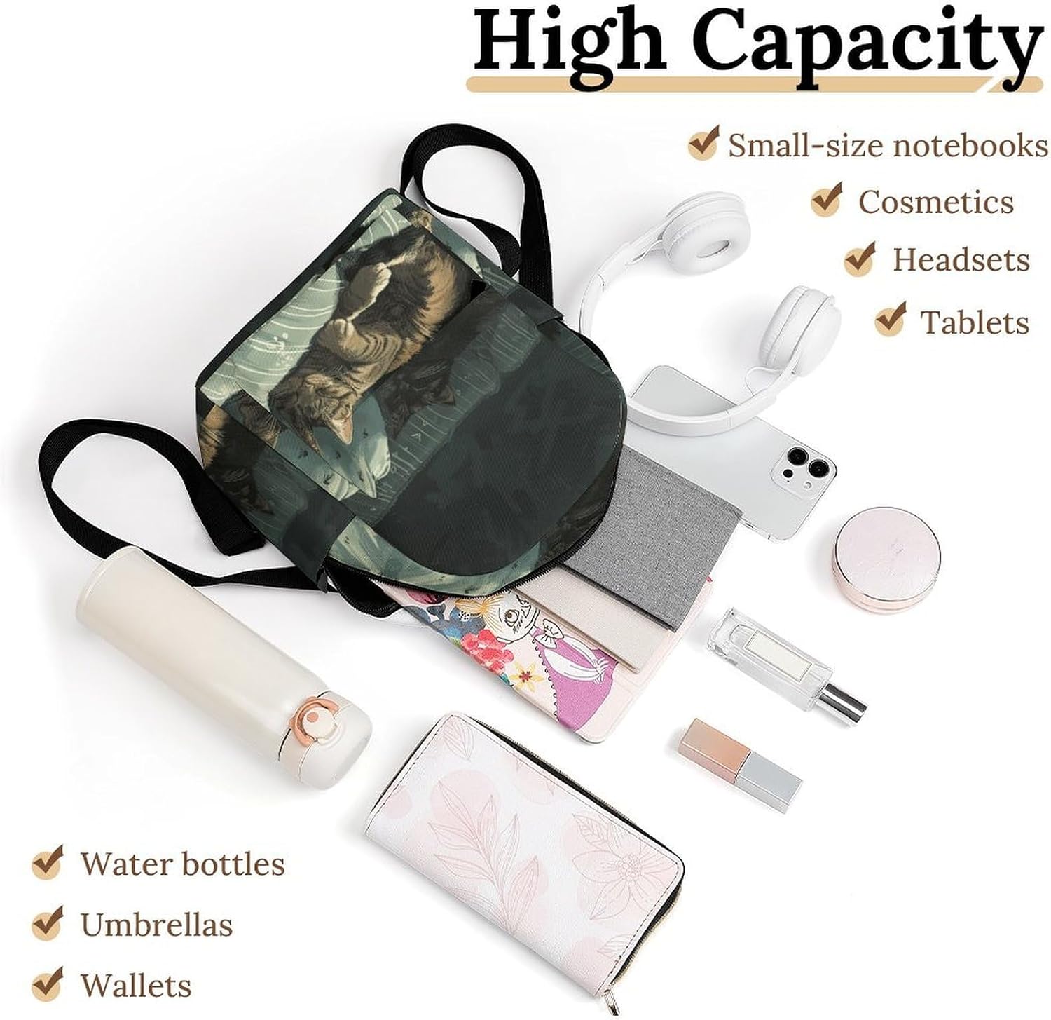 Waterproof Mini Backpack for Women - 10 Inch Oxford Lightweight Daypack Cute Bag Small Daypack Cat Lying on The Sofa Small Backpack Purse for Travel Work Weekender