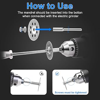 20 PCS Professional 545 Diamond Cutting Discs,Diamond Cutting Wheel Kit for Dremel Rotary Tools | 22mm Blades + 4 Mandrels & Screwdriver