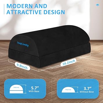 StepLively Foot Rest for Under Desk at Work, 2 Heights Foot Stool, Black