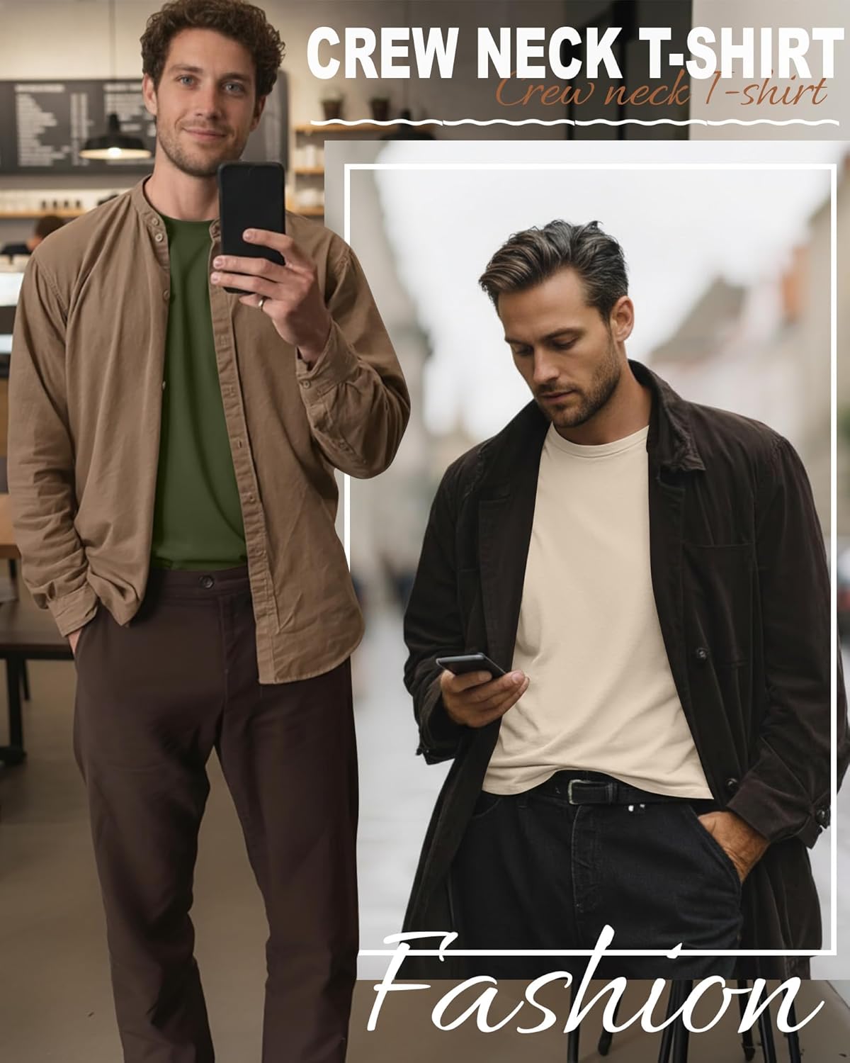 Ficerd 5 Pack Mens Big and Tall Shirts Cotton Long Sleeve Top Loose Casual Basic Shirts Crewneck Oversize Multipack Tee - Image 3