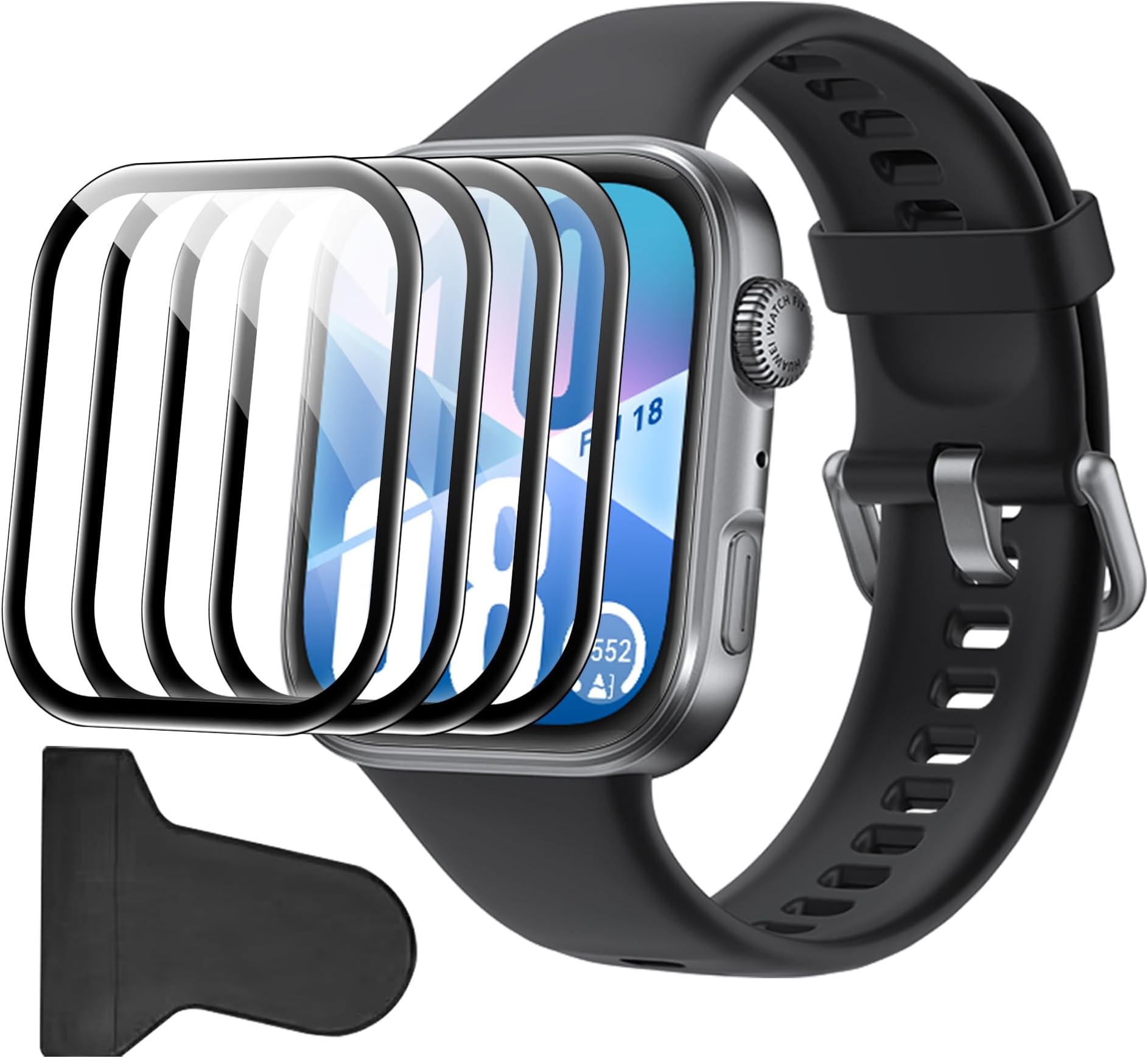 Compatible for HUAWEI Watch Fit 4 screen protector, Anti-Scratch 3D Full Screen Coverage flim, Case Friendly, HD Ultra, 4 PACK