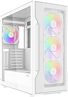 SAMA S40 White Mid Tower ATX PC Case - High Airflow Mesh, 4x120mm ARGB PWM Fans, Tempered Glass, USB-C, RTX 4090 Compatible