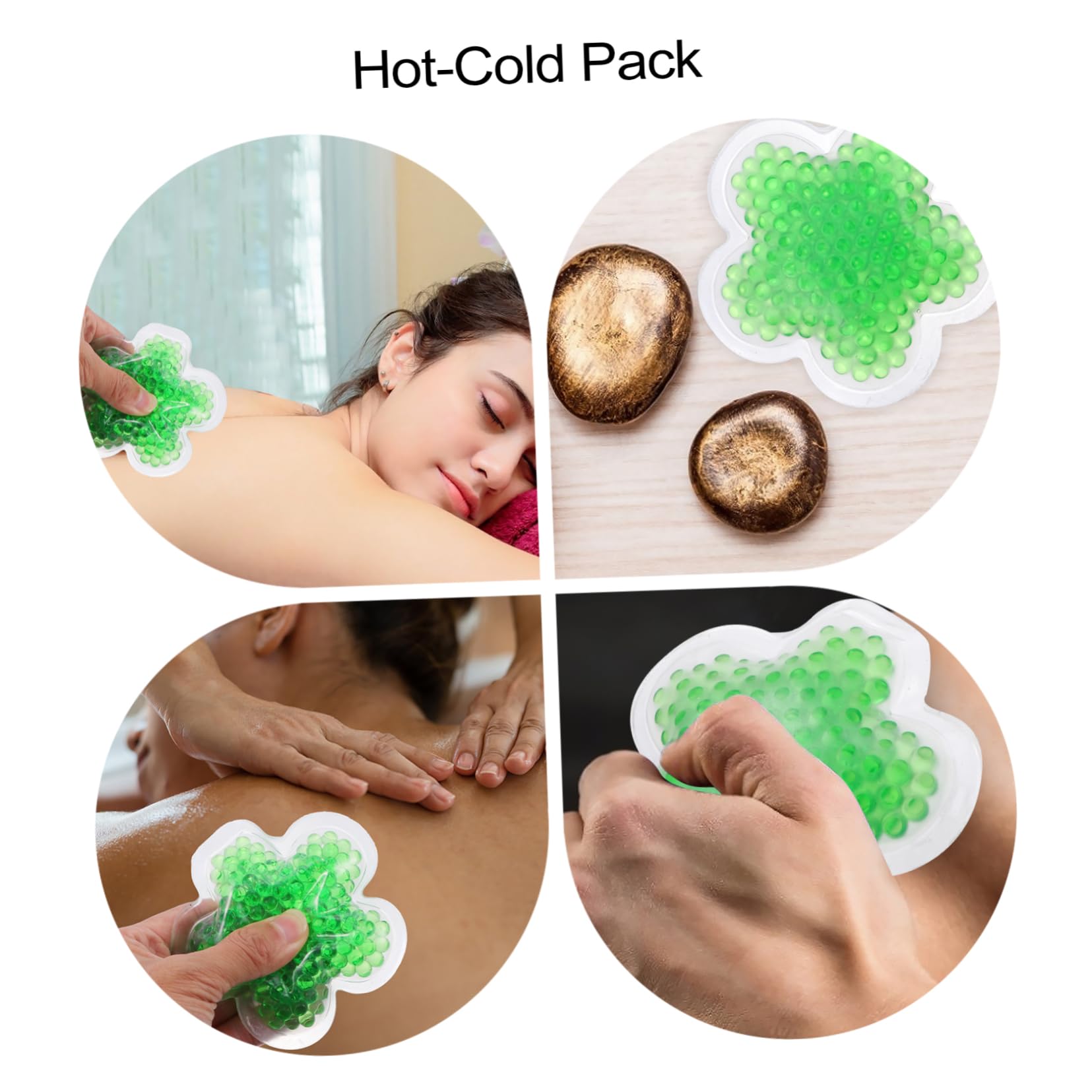 Busta Ghiaccio Gel Riutilizzabile 4 Pezzi Verde in Gel Pvc | Freddo e Caldo, per Skincare Trattamento e Terapia Compressa, Formato Compatto
