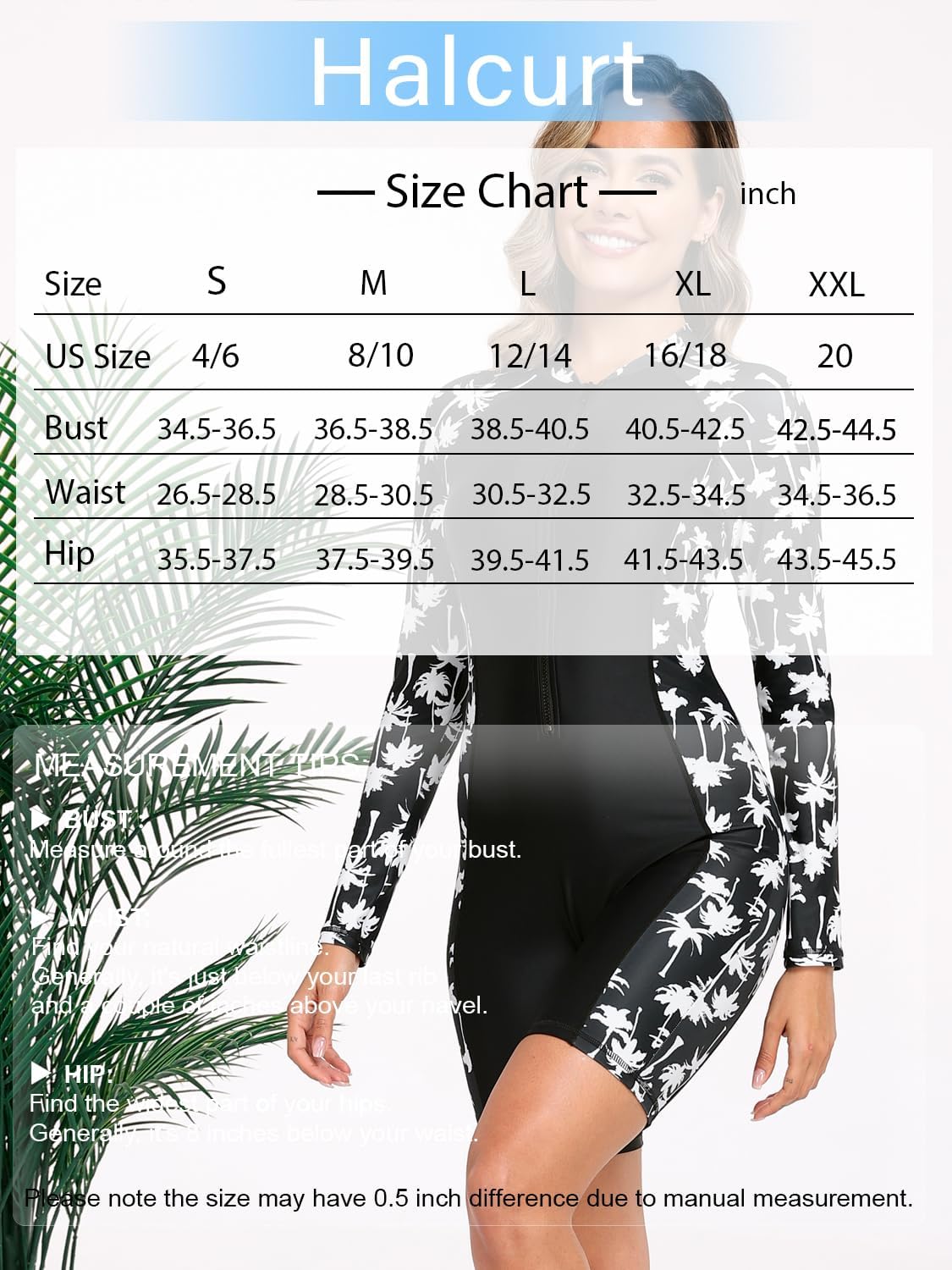 Halcurt Women's Boyleg One Piece Rash Guard with Built in Bra Zip Front UPF50+ Long Sleeve Full Body Surfing Swimsuit