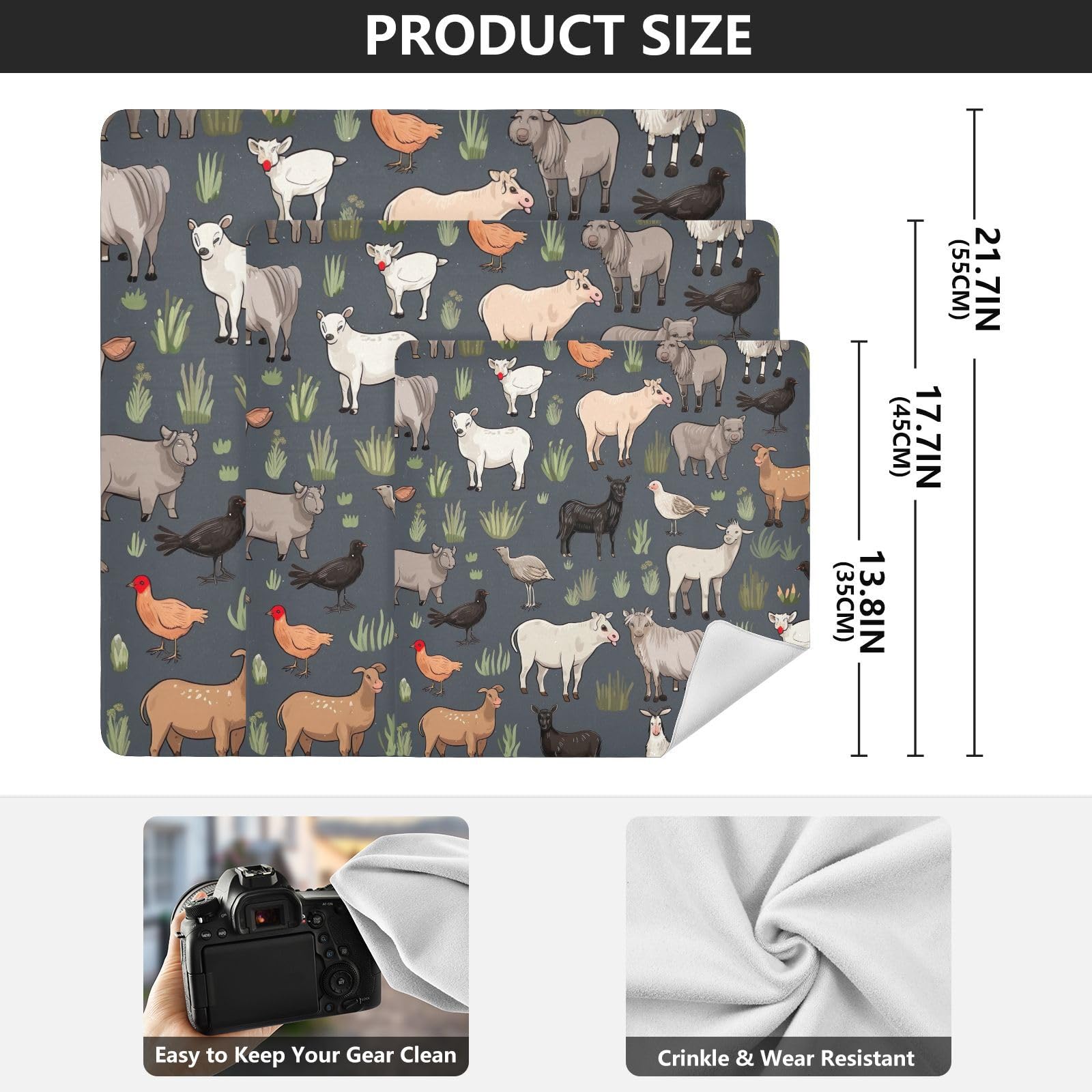 ODAWA Camera Lens Wrap Cloth Farm Animals Self Adhesive Cloth 21.7