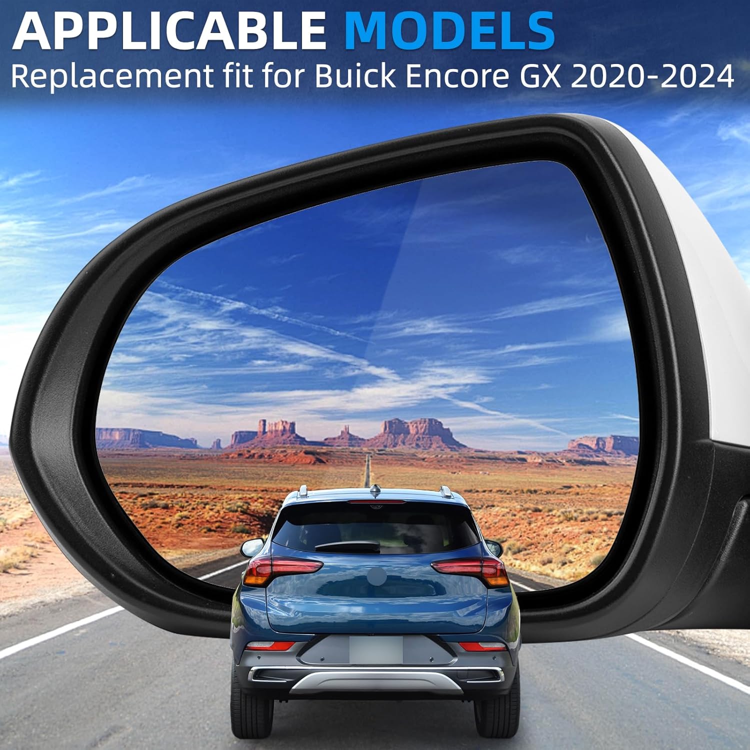 Left Driver Side Rear View Mirror Replacement for Buick Encore GX 2020 2021 2022 2023 2024 - Rearview Mirrors Assembly with 5Pins, Electric Adjustment, Heating, Pearl White