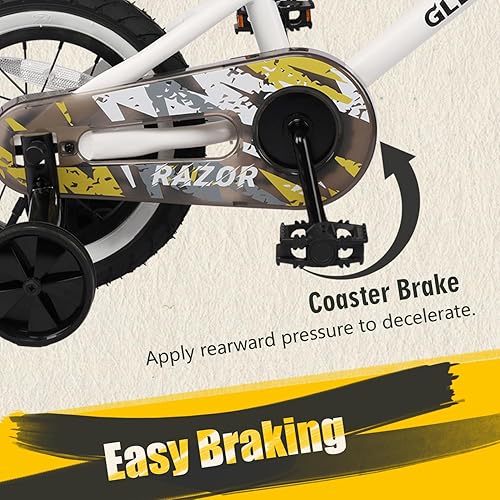 Miniatura 3 de Glerc Bicicleta para niños de 1 a 8 años, bicicleta para niños de 12 a 16 pulgadas, estilo BMX, con ruedas de entrenamiento, bicicleta para niños y