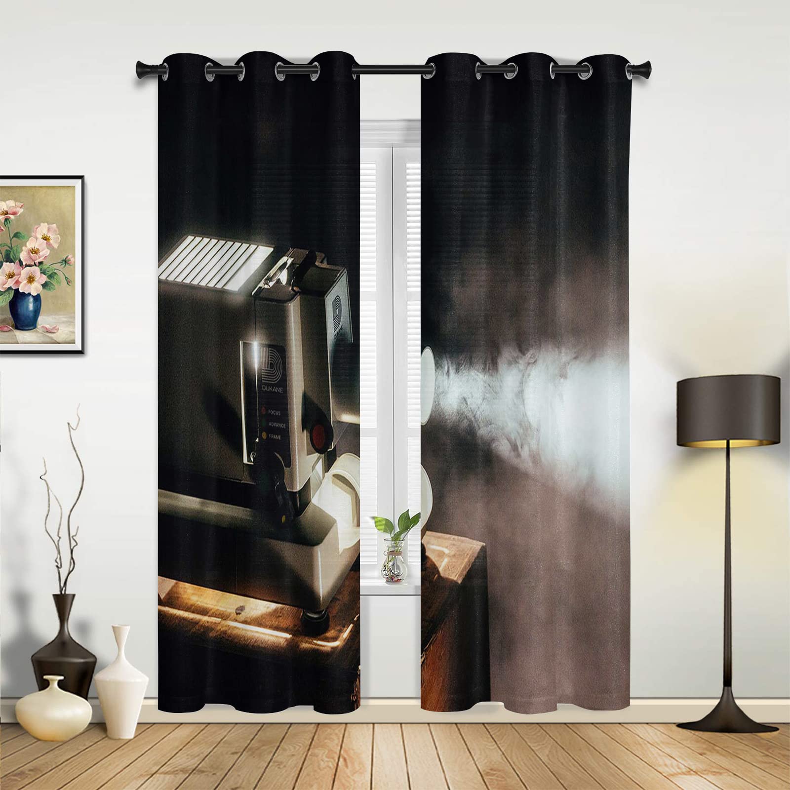 Tende oscuranti occhielli per soggiorno Proiettore cinematografico retrò 3D Tende Oscuranti Interni Soggiorno Camera da Letto Stanza 180x210cm