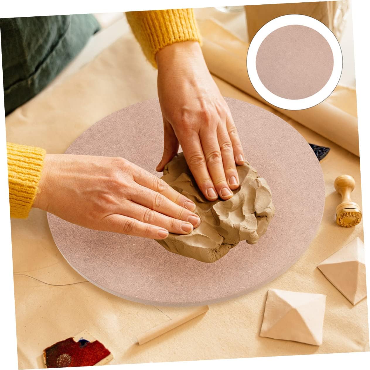 Angoily Pottery Kit Accessory High Density Wooden Pallet Board Rotating Swivel Plate