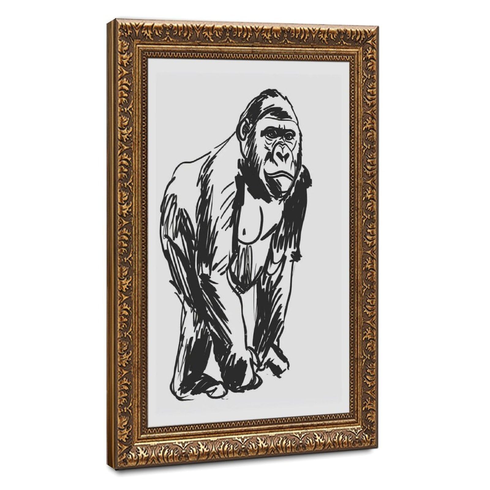Bareronor Interesting Gorilla Poster Canvas Poster Bedroom Decor Landscape Office Room Decor Gift 24" L X 36" W