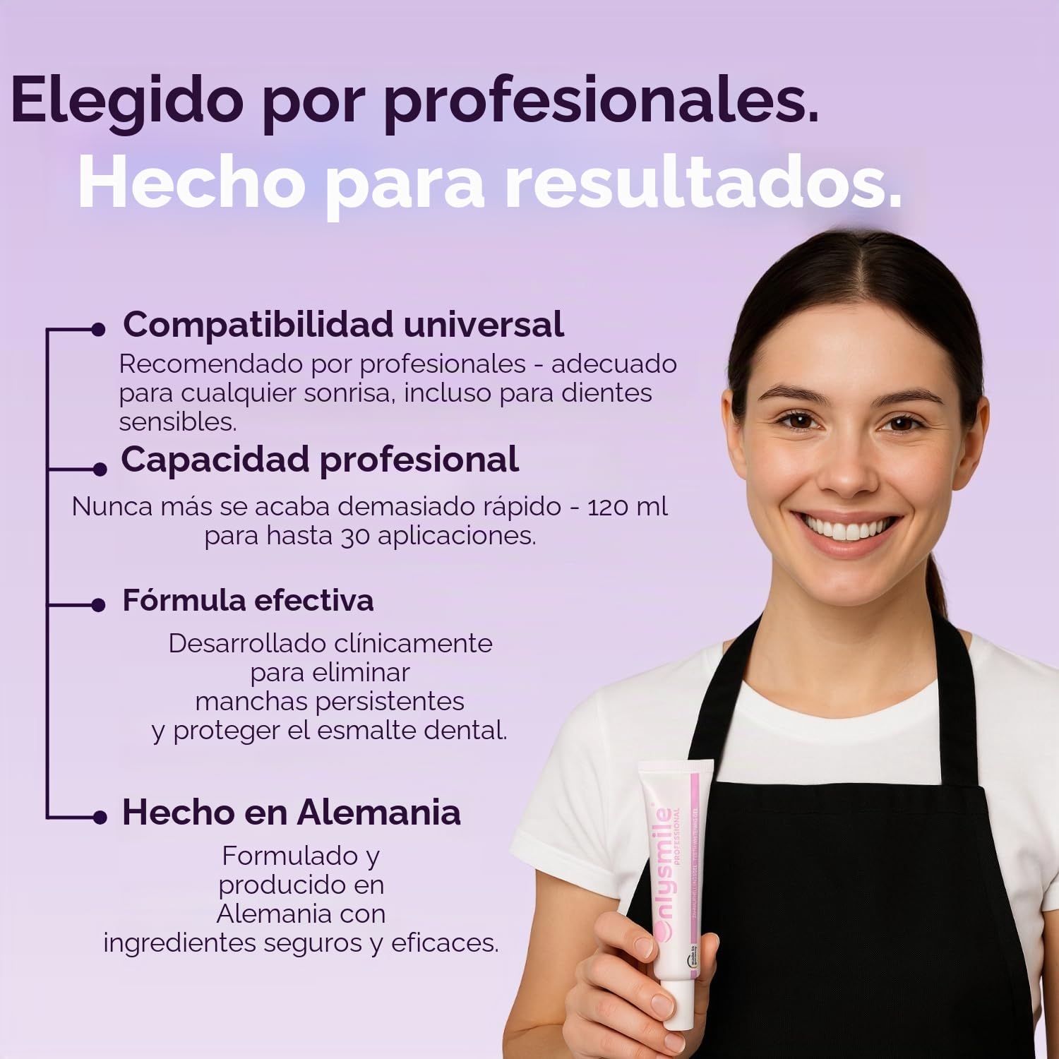 OnlySmile Gel Blanqueador Dental Profesional para Dientes Sensibles 120 ml | Ganador del Test 2025, Fabricado en Alemania, contra Manchas de Café Té Vino Tinto Tabaco