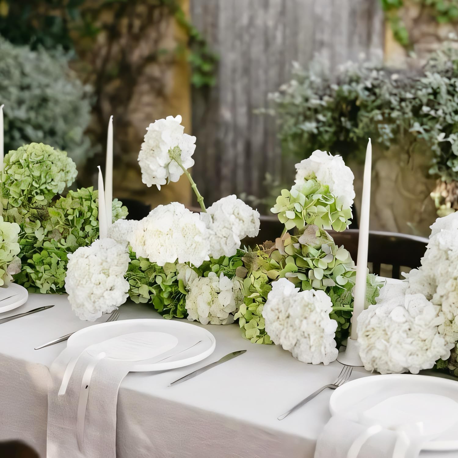 White Hydrangea Artificial Flowers 3pcs Lifelike Faux Hydrangea Real Touch Fake Flowers for Home Wedding Christmas Office Party Living Room Decoration,22inch - Image 4