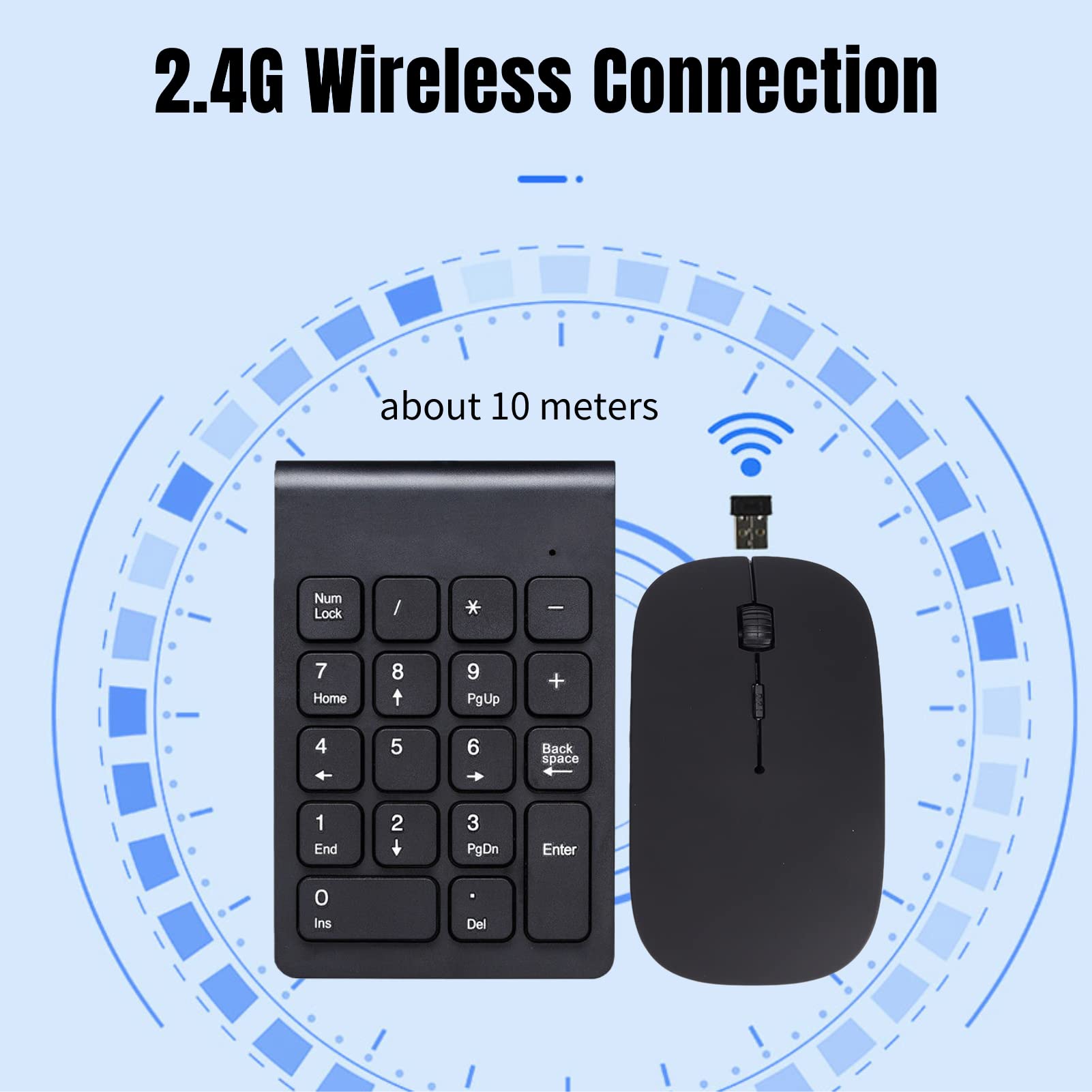 Klawiatura Numeryczna, Bezprzewodowa Klawiatura Numeryczna i Zestaw Myszy z Odbiornikiem USB, Przenośna Mysz Bezprzewodowa 1200DPI i Klawiatura Numeryczna Laptopa do Komputerów Stacjonarnych
