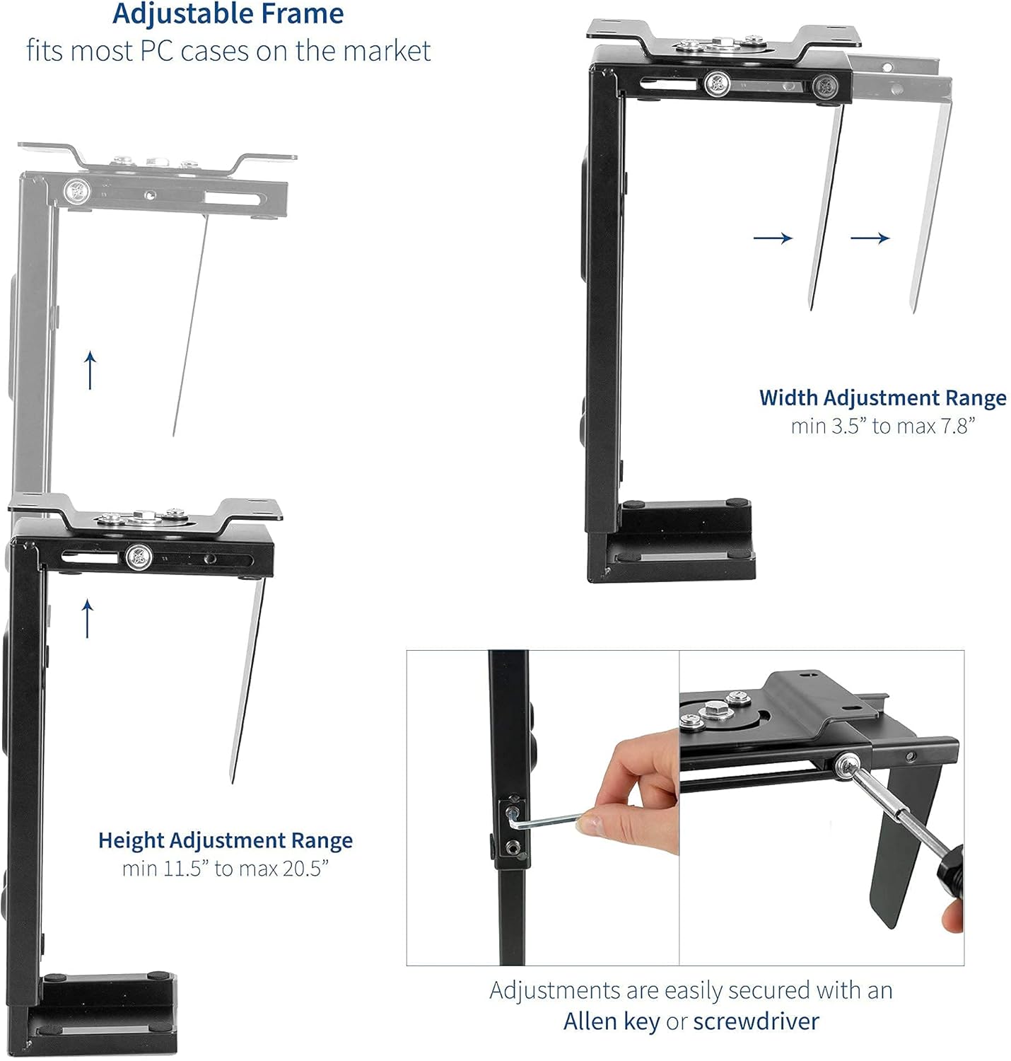 VIVO Dual 13 to 27 inch LCD Monitor Mount and Under Desk and Wall PC Mount Kit, Heavy Duty, Fully Adjustable Stand and Computer Case Holder (Bundle)