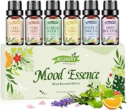Essential Oils Oil Blend Set 6 x 10 ml, Natural Essential Oils Fragrance Oil Gift Set for Diffuser Humidifier Aromatherapy Candle Making - Stress Relief, Deep Breathing, Good Mood, Sleeping