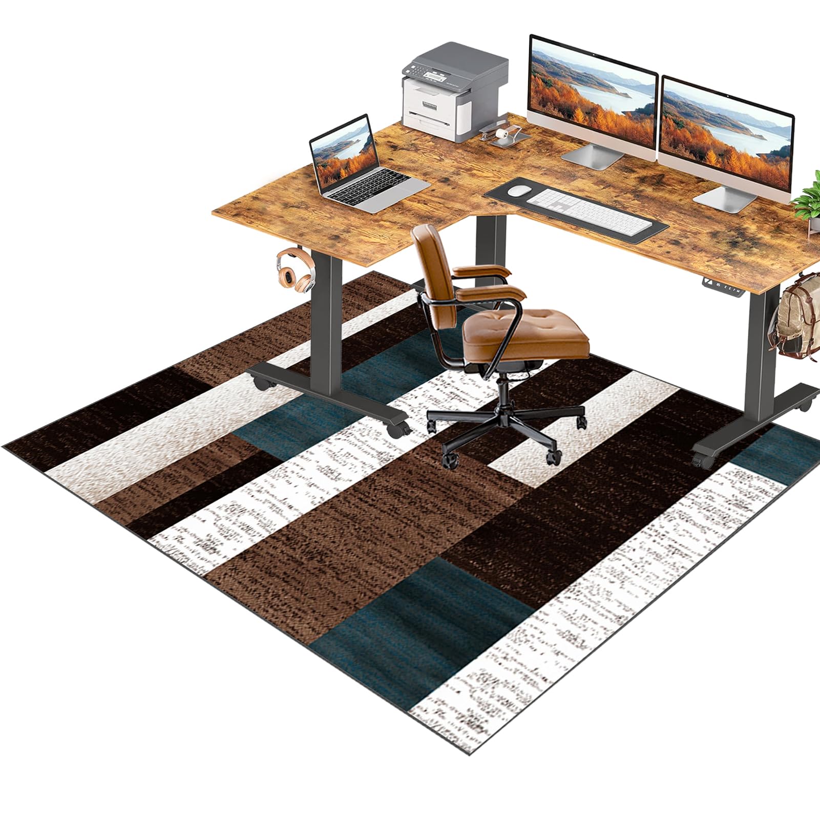 RxiBeFuw Office Chair Mat Desk Chair Mat 160 x 200 cm Carpet Protector Chair Mat Computer Gaming Chair Mat for Easy Glide Floor Mat for Office Chair on Carpet Floor Protector for Rolling Chair โ image 1