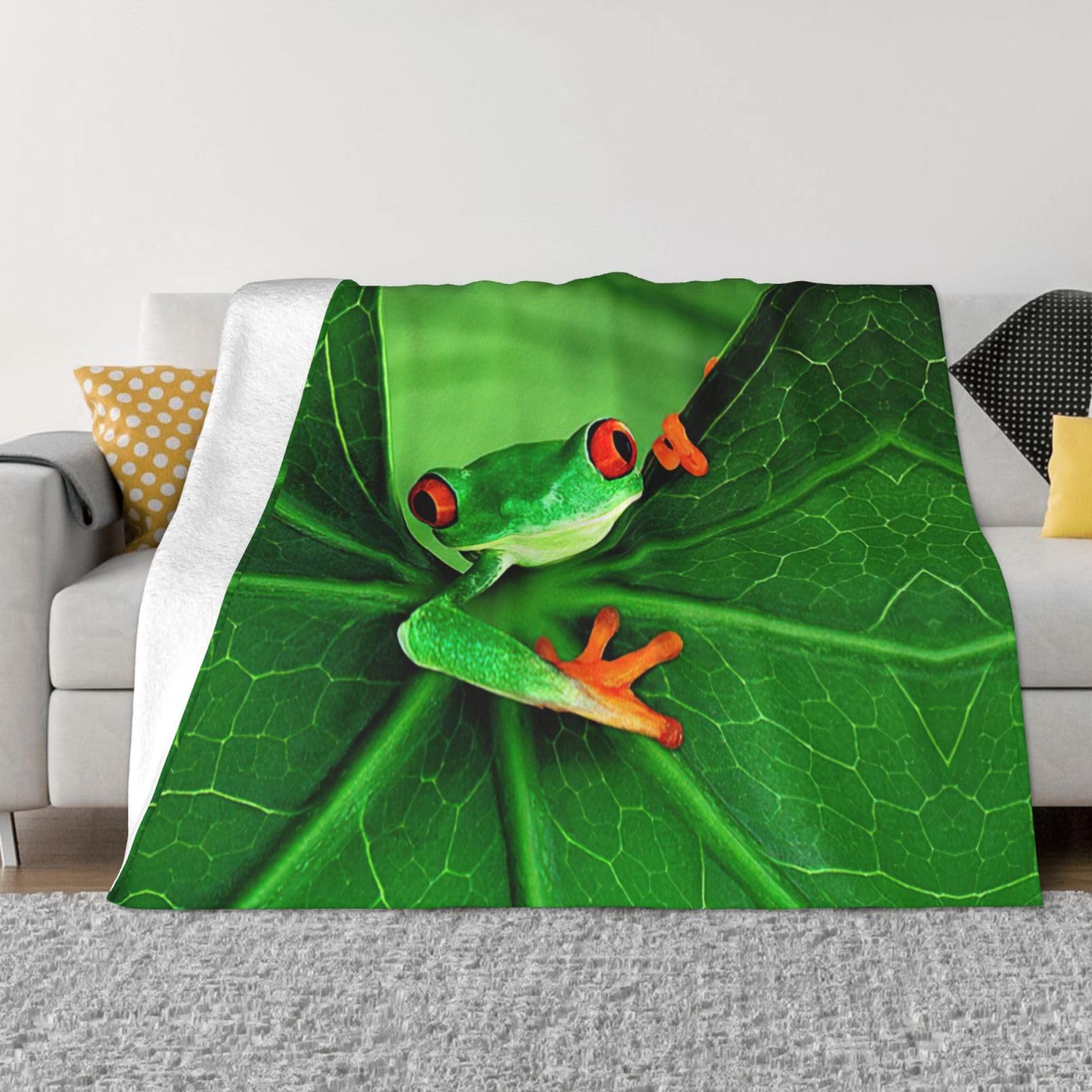 Couverture en flanelle grenouille OdDdot douce pour lit et canapé