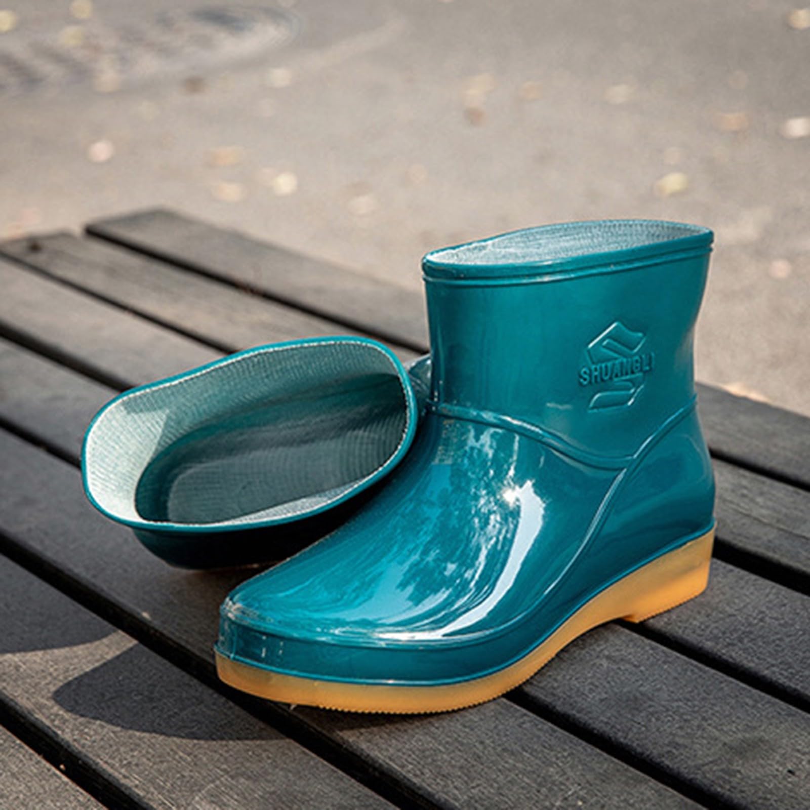 Botas de goma cortas para mujer, botas de lluvia antideslizantes, botas de jardín, impermeables, botines de goma, botas de goma, botas de lluvia, botas de lluvia para exteriores, botas de lluvia