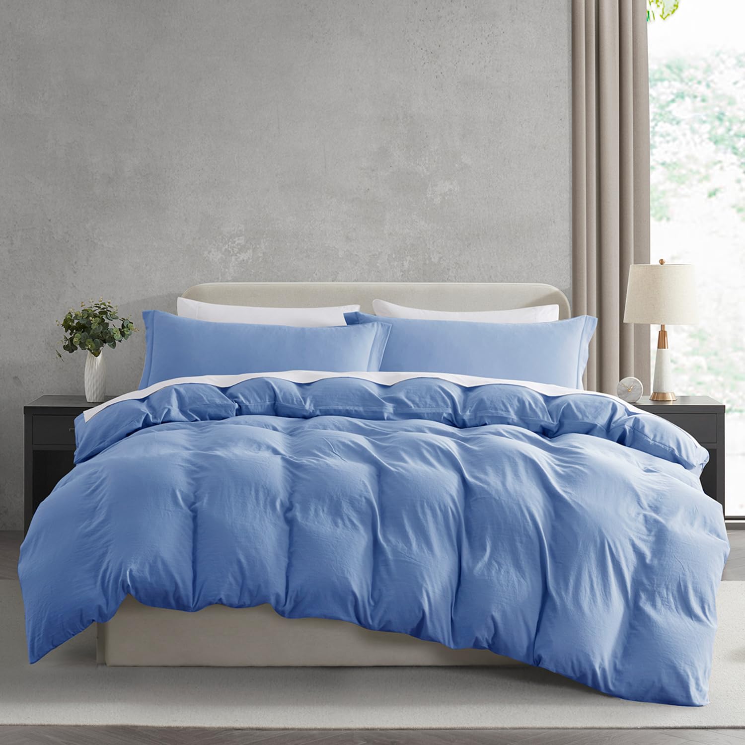 Nestl Calm Blue California King Duvet Cover Sets - Soft Double Brushed Cal King Duvet Cover, 3 Piece, with Zipper Closure, 1 Duvet Cover 104x98 inches and 2 Pillow Shams