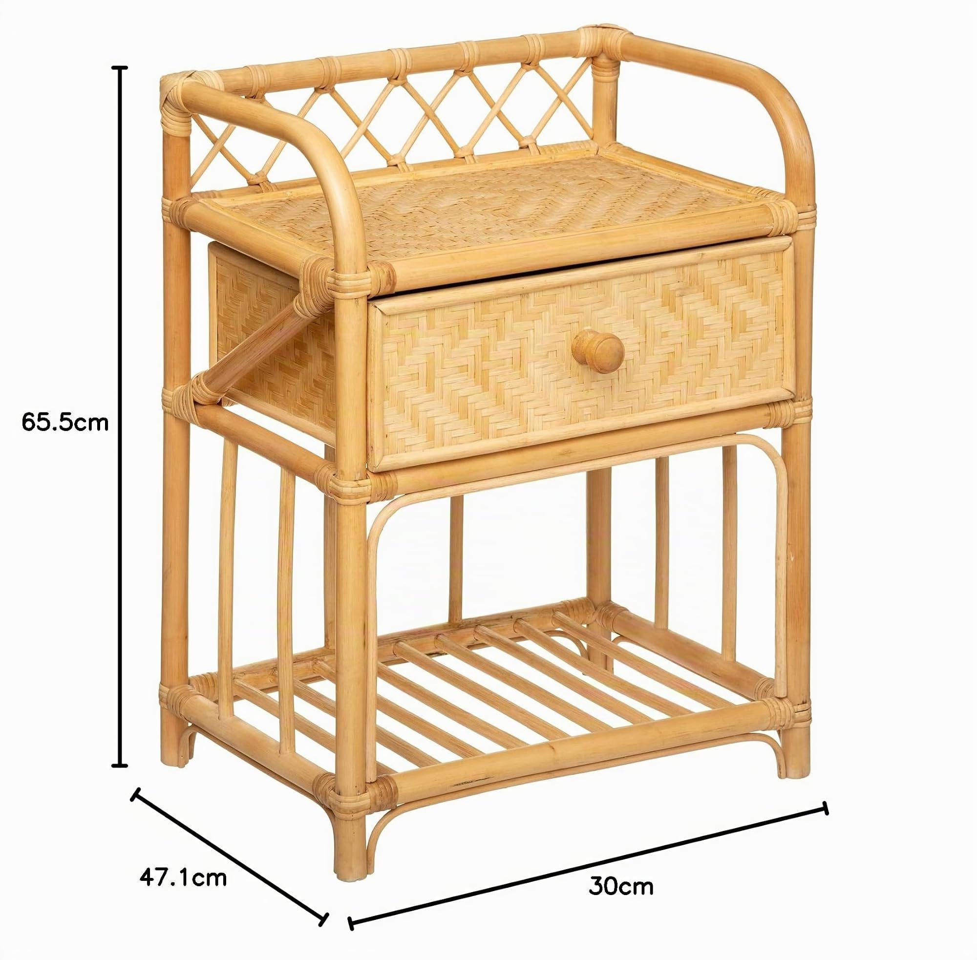 Table d'appoint Table de Chevet 1 Tiroir en Rotin et Bambou H 60 cm - Atmosphera