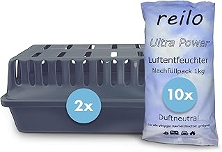 2 x XXL Room Dehumidifier Box and 10 x 1 kg Ultrapower Dehumidifier Granules, Dehumidifier Complete Set, Room Dehumidifier in Fleece Bag, Scale Price, for Car, Bedroom, Basement