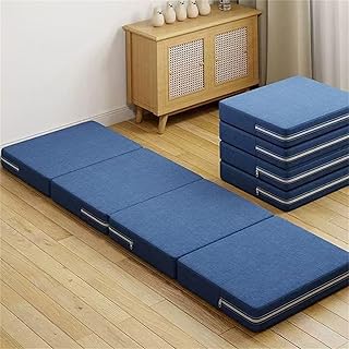 Colchón plegable de espuma viscoelástica para viajes, camping, habitación de invitados, yoga, colchón plegable de 4 pulgadas con funda lavable, color azul, 60 x 200 x 10 cm
