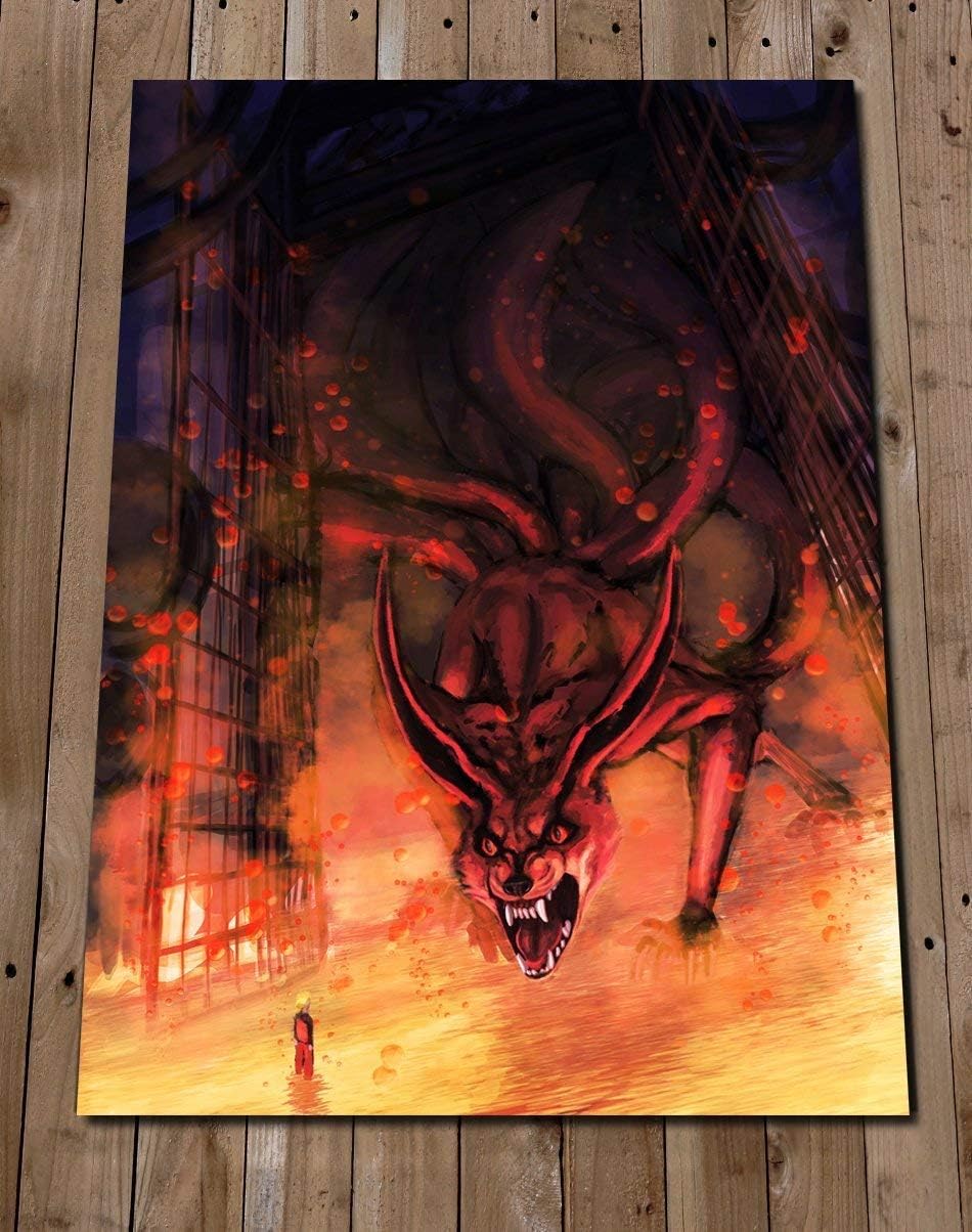 Kurama Art Print Poster - Kyuubi Nine Tails Fox Illustration Painting - Shippuden Art