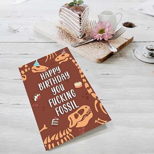 Miniatura 4 de Divertida tarjeta de cumpleaños para ancianos, diseño de fósiles de dinosaurio, tarjeta de cumpleaños grosera para ancianos