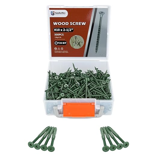 #10 x 2-1/2" Tornillos Tirafondo para madera, 300 piezas, Cabeza Avellanada Torx, Acero al carbono miniatura 8