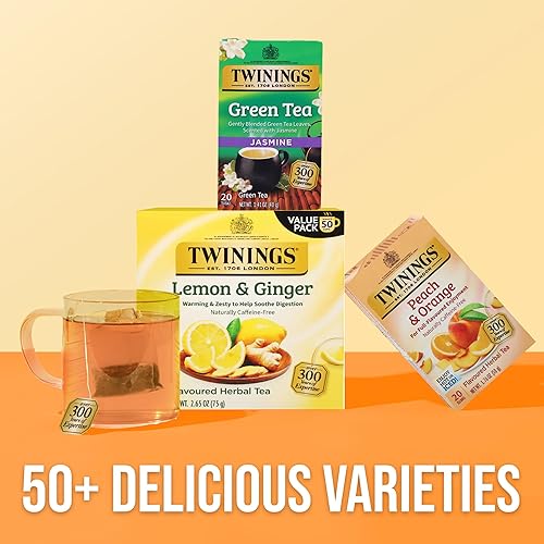 Vista 160 de Twinings, Pure Green Tea - Té verde con sabor suave y aroma atractivo con cafeína, disfruta caliente o helado, bolsas de té individuales