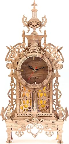 Miniatura 4 de FUNPOLA Reloj de rompecabezas LED 3D, modelo de construcción, rompecabezas acrílico 3D, reloj de torre, modelo de construcción, reloj de adorno LED