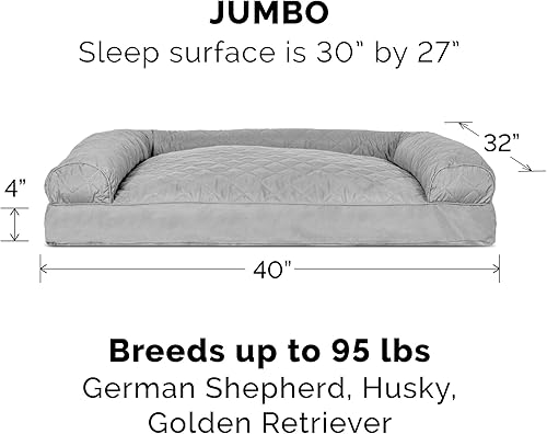 Miniatura 2 de Furhaven - Cama con almohada para perros, estilo sofá, acolchada, con funda extraíble y lavable, color gris plateado, tamaño jumbo (XL)