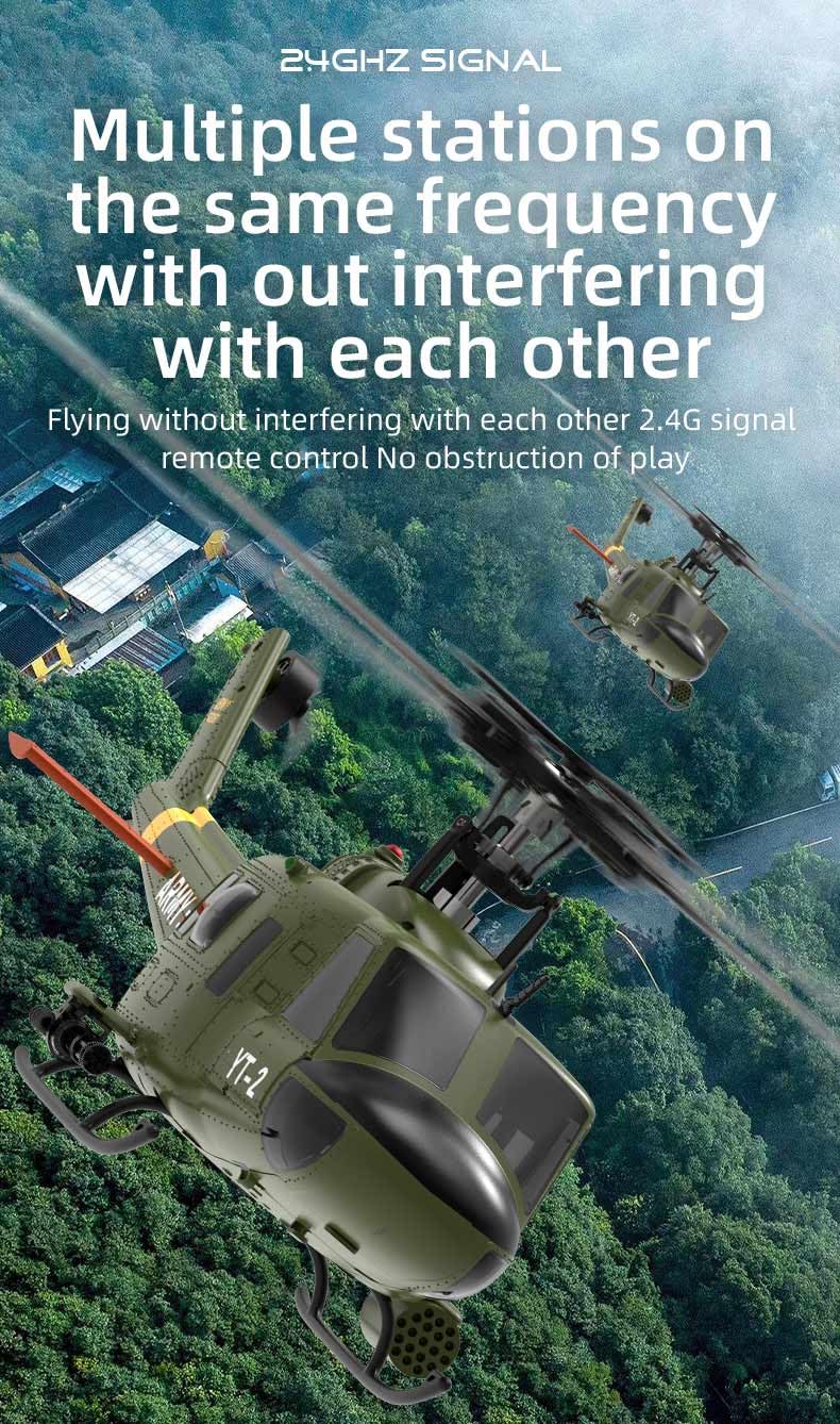RC wojskowy helikopter, skala 1/34 F07 UH-1 Huey RC samolot - utrzymywanie wysokości z żyroskopem, silnik bezszczotkowy, odwrócony lot z jednym przyciskiem, model w skali 2,4 GHz, 6