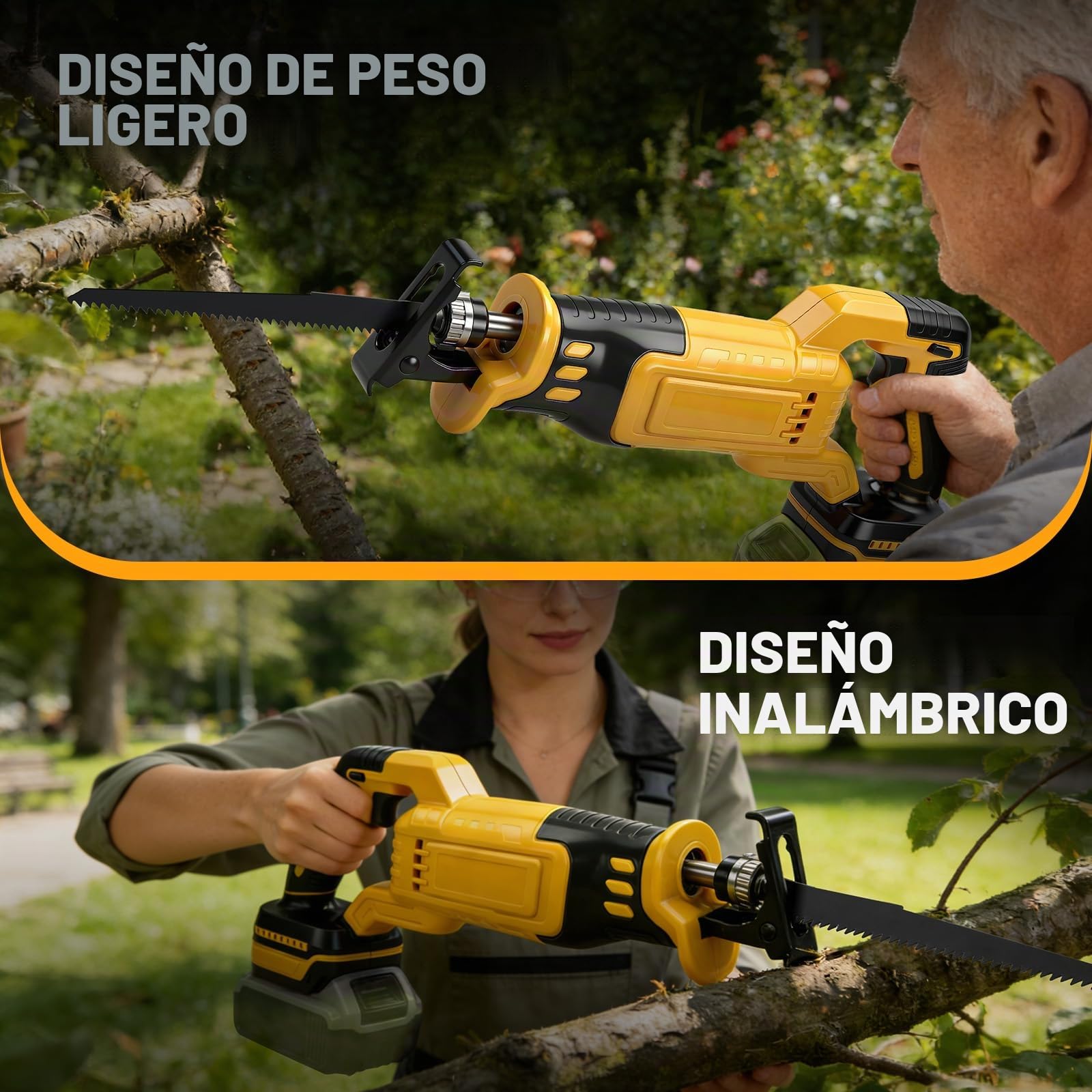 Roadtime Sierra Sable Inalámbrica para DeWalt 20 V baterías (sin batería) | motor sin escobillas 0-3200 RPM Sierra Electrica de Velocidad Variable, con 8 Cuchillas para Cortar PVC/Madera/Metal