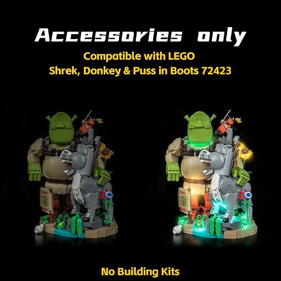 Remote Control Led Light Set Compatible with Lego 72423 Shrek, Donkey & Puss in Boots (No Model), Decoration Lighting Set Compatible with Lego Shrek, Donkey & Puss in Boots Building Blocks