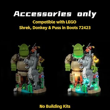 Remote Control Led Light Set Compatible with Lego 72423 Shrek, Donkey & Puss in Boots (No Model), Decoration Lighting Set Compatible with Lego Shrek, Donkey & Puss in Boots Building Blocks