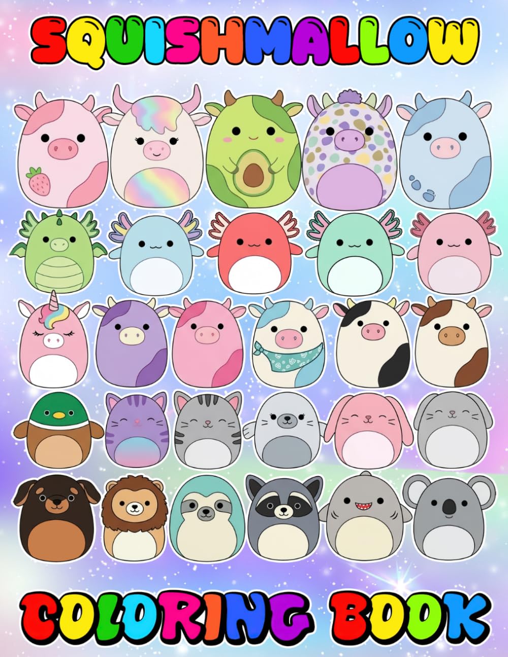 Squish-mallow's Coloring Book For Kids And Adults: JUMBO Drawing Pages Of Characters for Kids Ages 4-8 8-12