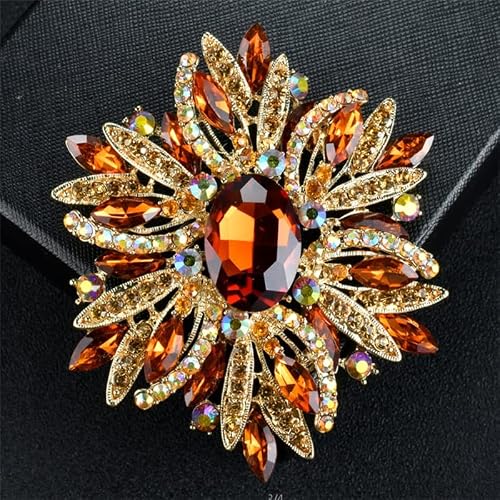 Walnut European And American Flower Brooch Trend Style Alloy Metal Pearl Rhinestone Flower Drip Oil Brooch Women's Corsage (Color : B, Size : 9.4 * 8.8Cm) #TOP4