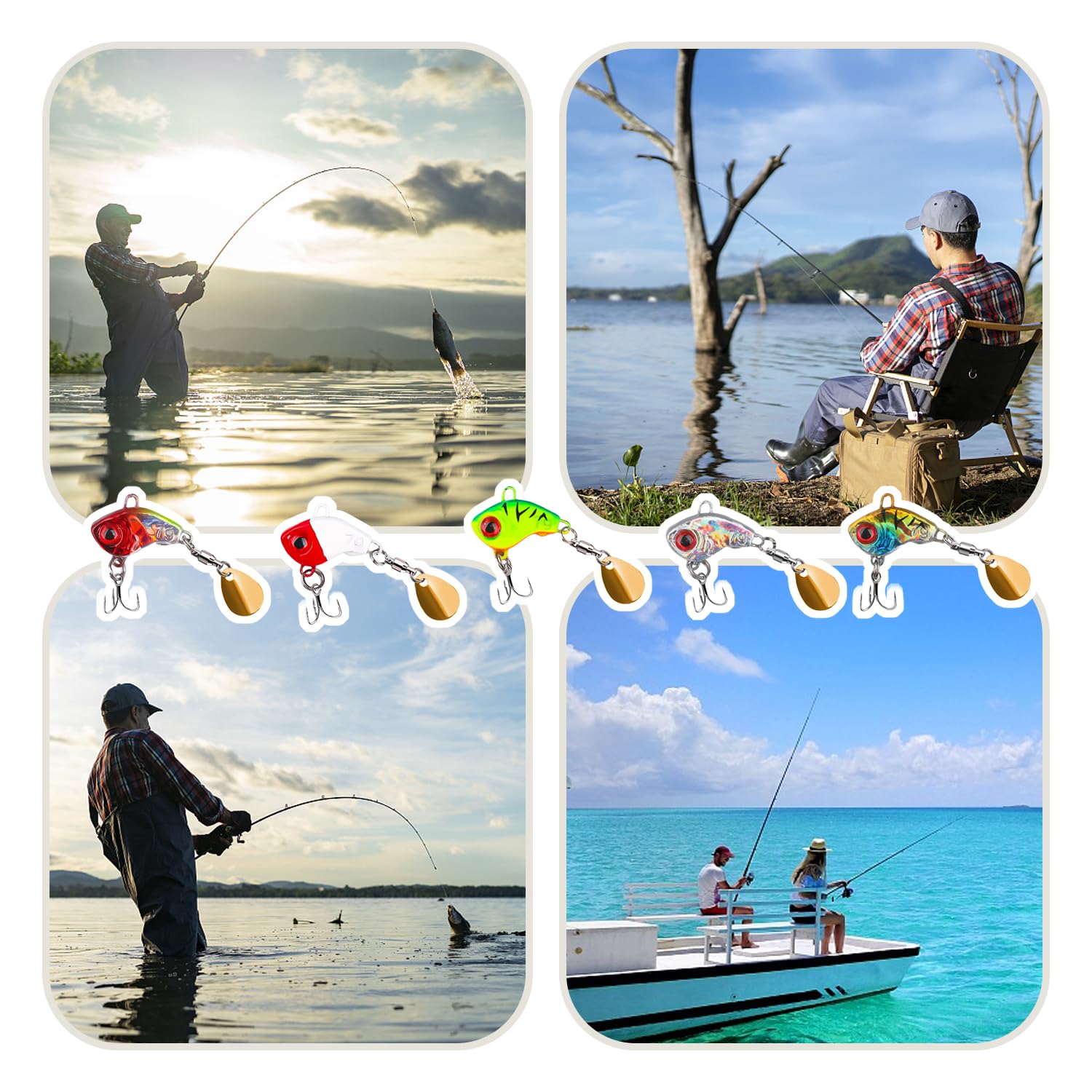 5 Piezas De Cebo Falso, 10 Piezas De Protectores De Anzuelos, Cebo con Forma De Animal, Herramientas De Pesca Salvaje, Juego De Anzuelos Artísticos, Adecuado para Percas Y Salmones.