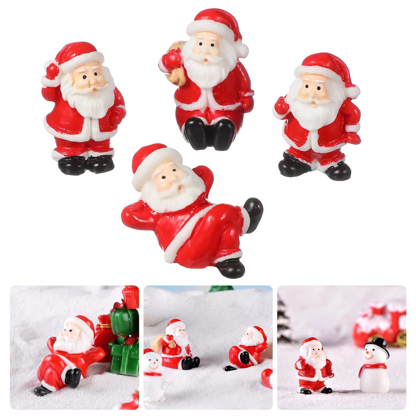 ULTECHNOVO 12pezzi Ornamento Di Natale Di Babbo Natale in Resina Decorazione Natalizia Artigianale Micro Ornamento Natalizio
