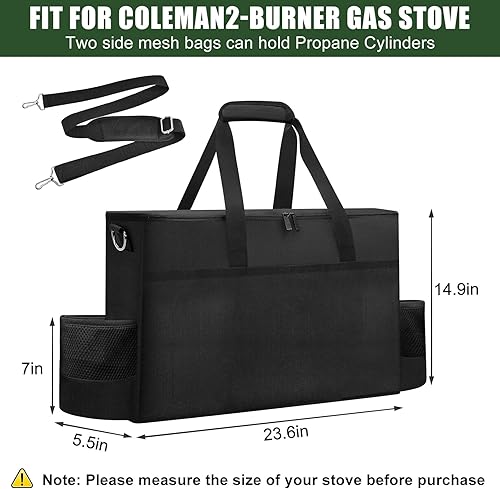Miniatura 3 de Funda de transporte para estufa de campamento Coleman de 2 quemadores, bolsa de almacenamiento portátil resistente al agua para estufas de gas Camp